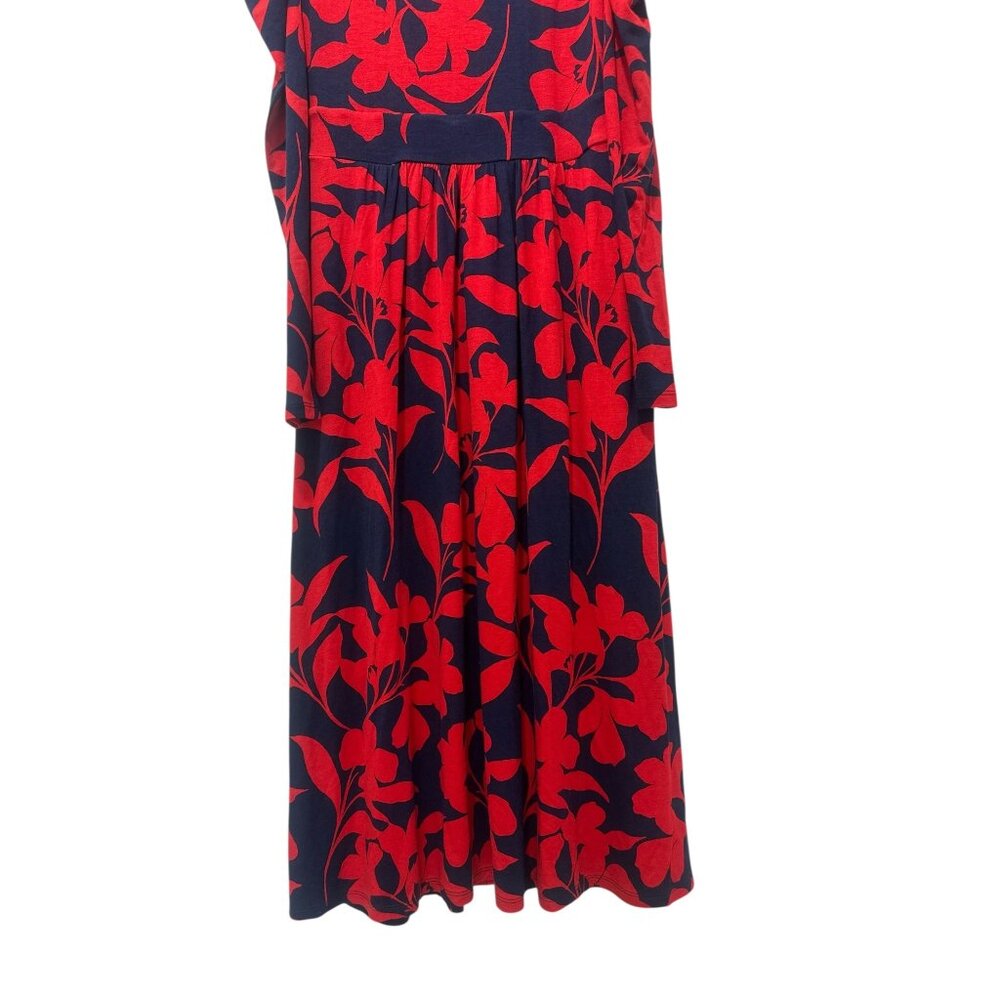 Sold Boden Floral Bloom Jersey Midi Dress Womens 2 Red Sundress Puff Sleeves - Picture 14 of 16